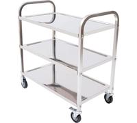 Chariot de stockage, acier inoxydable durable, design mobile, argenté