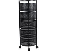 Chariot de stockage, conception à 5 niveaux, panier rotatif, noir Cinq couches