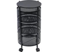 Chariot de stockage de cuisine, design rotatif à 5 niveaux, construction métallique durable, triple couche noire
