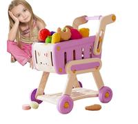 Chariot de supermarché de jeu Chariot de supermarché Jeu de nourriture de jouet Construction durable Design réaliste Poignée facile à pousser Panier spacieux léger sûr pour filles PE