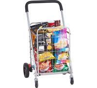 Chariot de supermarché pliable SucceBuy, capacité de charge maximale de 110 lbs, chariot de supermarché avec roulettes pivotantes, chariot robuste pliable pour panier à linge, compact, léger, pliable
