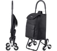 Chariot de supermarché pliable VEVOR, 450x350x965mm, diable pour monter les escaliers avec 6 roues, sac de rangement en tissu Oxford