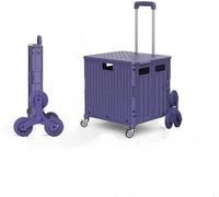 Chariot De Supermarché Pliant Petit Chariot à Tirer Chariot De Supermarché Montant Les Escaliers Artefact De Magasinage à Domicile Stockage, Purple, Ladder Wheel (65L)
