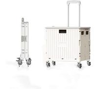 Chariot De Supermarché Pliant Petit Chariot à Tirer Chariot De Supermarché Montant Les Escaliers Artefact De Magasinage à Domicile Stockage, White, Universal Wheel (45L)