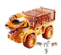 Chariot de transport d'animaux avec cage pour animaux | Jouets de safari, voiture de prison de tigre, camion d'aventure de secours, véhicule réaliste de transport d'animaux pour