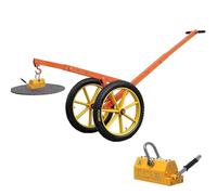 Chariot De Transport De Couvercles De Regard Magnétiques, Diable De Levage, Équipé D'un Crochet Pivotant Et D'un Élévateur À Aimant Permanent(60cm/23.6in)