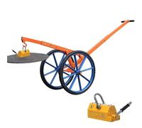 Chariot De Transport De Couvercles De Regard Magnétiques, Diable De Levage, Équipé D'un Crochet Pivotant Et D'un Élévateur À Aimant Permanent(70cm/27.6in)