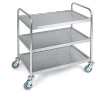 APS Chariot de Service 91 x 59 cm, H: 93 cm Acier Inoxydable natte, 3 Borde