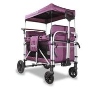 Chariot de transport enfant pliable pourpre - FUXTEC Family Cruiser - banquettes amovibles 4 places EN-1888 75 kg