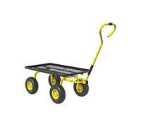Chariot de transport jardin remorque à main charrette à bras 4 roues charge max. 150 Kg acier noir jaune G