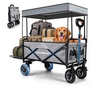 Chariot de Transport Pliable 240L Auvent Amovible Charge 80kg Élec 120kg Man Pneus Gonflables Compatible Makita 14 4V Gris Camping
