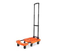 Chariot de transport pliable avec roues, diable léger avec poignée réglable, chariot à plateforme pliable pour entrepôt, déménagement ou supermarché (orange)