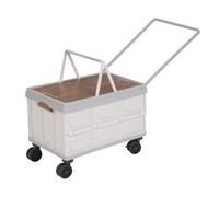 Chariot de transport pliable avec roues pivotantes à 360° - Grande capacité de 55 l - Panier à provisions avec couvercle - Pour camping, pique-nique, épicerie, gris