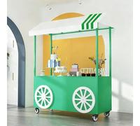 Chariot de Transport Pliable de Qualité Supérieure avec Toit | Stand de Marché Extérieur Stands de Vente Ambulants en Extérieur pour Hot-dogs et Glaces(Green)