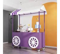 Chariot de Transport Pliable de Qualité Supérieure avec Toit | Stand de Marché Extérieur Stands de Vente Ambulants en Extérieur pour Hot-dogs et Glaces(Purple)