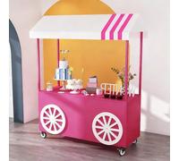 Chariot de Transport Pliable de Qualité Supérieure avec Toit | Stand de Marché Extérieur Stands de Vente Ambulants en Extérieur pour Hot-dogs et Glaces(Fuchsia)
