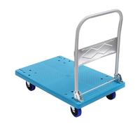 Chariot de transport pliable en PVC et fer avec 4 roues en TPR - Charge maximale : 300 kg - Pour aliments, garage, entrepôt - Bleu