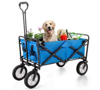 Chariot de transport pliable pour l'extérieur-Chariot de Jardin avec 4 Roues+Bâche Bleu-Charge Maximum100Kg Bleu