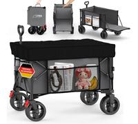 chariot de transport pliable toit 100kg frein poche latérale hayon porte-bouteilles petit 130l léger gris petite taille de rangement poignée télescopique