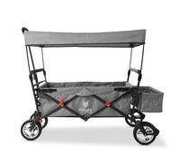Chariot de transport pour enfants FUXLIFE CT-500 gris compact avec toit pare-soleil, frein et sac arrière 75 kg