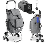 Chariot de transport - TECTAKE - Sac de transport SHOPPER 3 en 1 pliable avec sac isotherme 56L - Gris