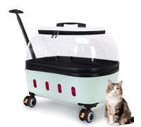 Chariot de Transport Transparent pour Animaux de Compagnie avec roulettes, étui de Voyage Portable pour Chat et Chien avec poignée, Cabine de Transport pour Animaux de Compagnie pour Voiture, Train E