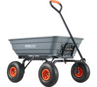 Chariot de transport VEVOR, diable de jardin avec cadre en acier facile à monter, chariot de jardin avec poignée transformable 2 en 1, brouette polyvalente avec capacité de charge de 270 kg, pneus de