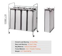 Chariot de tri du linge VEVOR, grande capacité avec 4 poches, cadre en fer durable , 4 poches