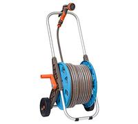 Chariot de Tuyau avec Tuyau Et une Buse de Pulvérisation avec Support de Clip Garden Farm Hose Reel avec Tuyau à Eau Et Pistolet à Eau Pour le Stockage, Dispositif Anti-Goutte à Goutte, HUANGHAIQIU