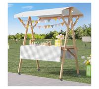 Chariot de vendeur à cadre en bois avec roues, présentoir de marché léger et portable pour salons commerciaux, vente en plein air