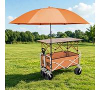Chariot de vendeur ambulant mobile, kiosque commercial avec auvent, présentoir de promotion, pour vendeurs ambulants et marchés agricoles(Orange,118cm/46.4in)