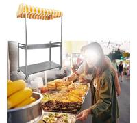 Chariot de Vendeur, Chariot de Vendeur Portable en Acier avec roulettes - Stand à Hot-Dogs et Snacks à 2 Niveaux, remorque Alimentaire Jaune pour Vendre des Bonbons et des friandises, suppor