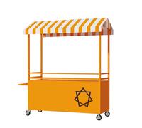 Chariot de vendeur de nourriture, chariot de vente ambulante, Stand de vendeur d'extérieur polyvalent, pour café, Bonbons, gâteaux, Marché Fermier Stand de Concession(Orange,150x200cm/59x78.7in)