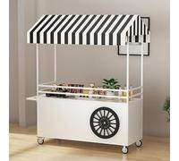 Chariot de vendeur d'extérieur avec auvent et boîte de rangement, présentoir mobile pour marchés de rue et salons d'artisanat