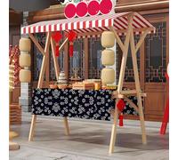 Chariot de vendeur en bois avec roues, présentoir de marché pliable, installation légère du marché agricole avec auvent pour vente et événements