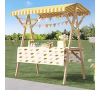 Chariot de vendeur en bois avec roues, présentoir de marché pliable, installation légère du marché agricole avec auvent pour vente et événements