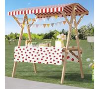 Chariot de vendeur en bois avec roues, présentoir de marché pliable, installation légère du marché agricole avec auvent pour vente et événements