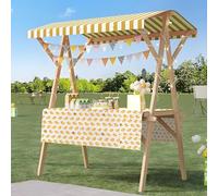 Chariot de vendeur en bois avec roues, présentoir de marché pliable, installation légère du marché agricole avec auvent pour vente et événements