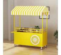 Chariot de vendeur extérieur, chariot de vendeur de nourriture, Mobile À Roulettes Pour Extérieur, Chariot de Stand de Restauration, pour Hot-Dogs, Glaces, Snacks(Yellow,150x200cm/59x78.7in)