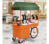 Chariot De Vendeur Extérieur, Chariot De Vendeur De Nourriture, Stand De Vendeur D'extérieur Polyvalent, Pour Café, Bonbons, Gâteaux, Marché Fermier Stand De Concession(Orange,120x200cm/47.2x78.7in)