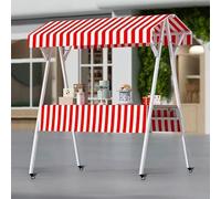 Chariot De Vendeur Extérieur, Mobile À Roulettes Pour Extérieur, Présentoir De Marché Pliable Pour Vendeurs D'extérieur, Pour Hot-Dogs, Glaces, Snacks(Red,150cm/59in)