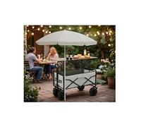 Chariot de Vendeur extérieur Pliable avec Parapluie et Table Pliante, Chariot de Vente de Nourriture Portable, Grandes Roues for Le Festival de Camping sur Le marché de la Plage(Green)