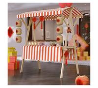 Chariot de Vendeur, kiosque de marché Pliable sur Roues, Chariot de Nourriture Mobile pour vendeurs ambulants, Stand de Hot-Dogs et de Glaces avec auvent et Drapeau décoratif (Orange A, 150