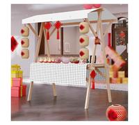 Chariot de Vendeur, kiosque Pliable sur roulettes, Stand de marché Portable pour Nourriture de Rue, Chariot à Hot-Dogs et Glaces avec auvent et Drapeau décoratif (Blanc, 150 x 60 x 200 cm)