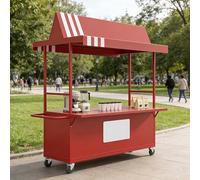Chariot de vendeur portable avec auvent, présentoir mobile pour aliments avec roues verrouillables et grand espace de rangement ouvert, stand de marché en métal robuste pour café, nourriture de rue