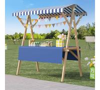 Chariot de Vendeur Portable en Bois avec Auvent, Candy Bar Chariot Pliable