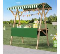 Chariot de Vendeur Portable en Bois avec Auvent, Candy Bar Chariot Pliable