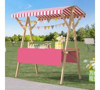 Chariot de Vendeur Portable en Bois avec Auvent, Candy Bar Chariot Pliable