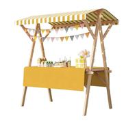 Chariot de Vendeur Portable en Bois avec Auvent, Candy Bar Chariot Pliable