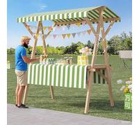 Chariot de Vendeur, présentoir Alimentaire Pliable pour l'extérieur - Chariot de Vendeur en Bois pour marchés fermiers et expositions d'artisanat, Stand de Hot-Dogs et de Glaces, Vert Clair,